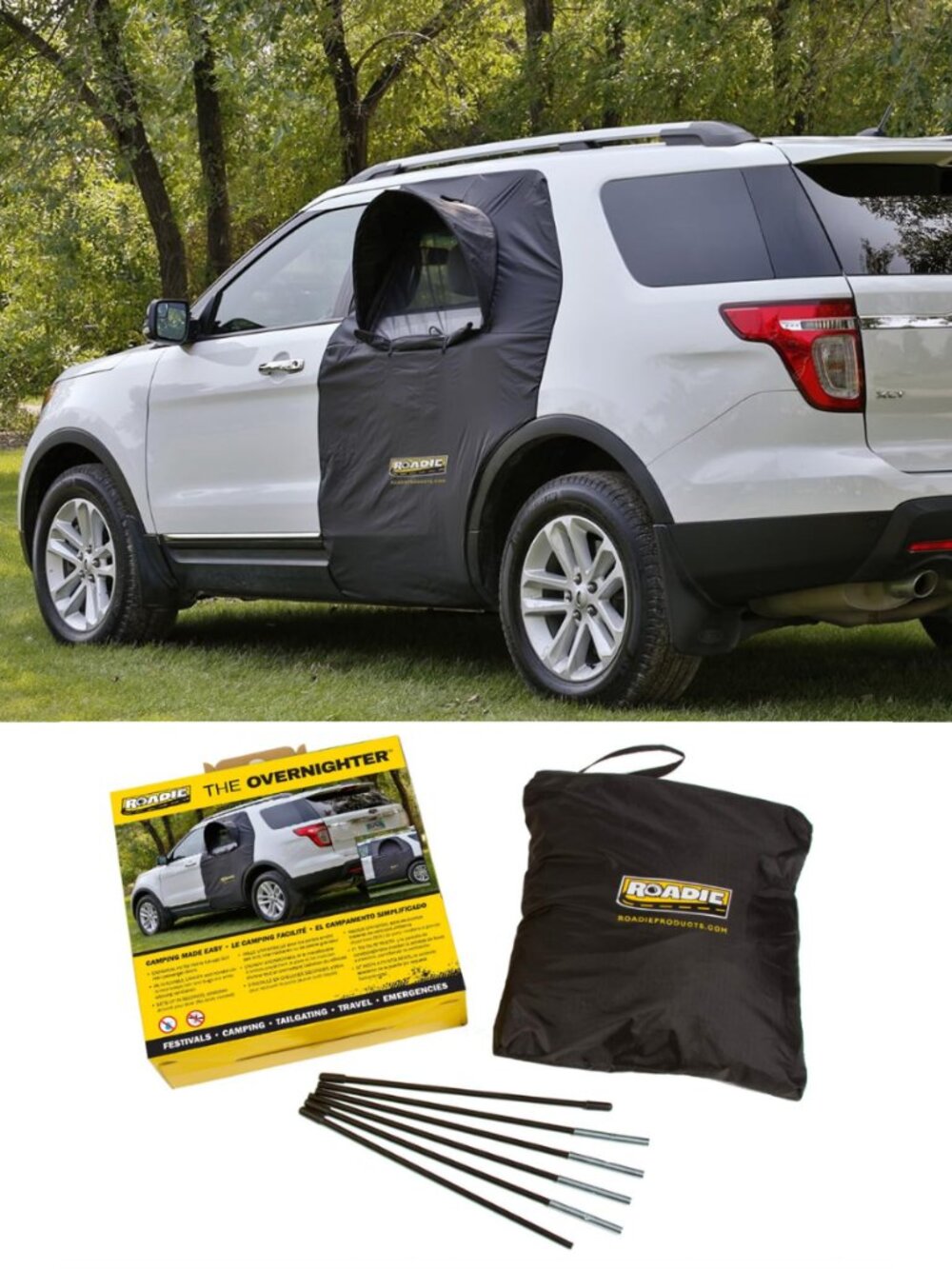 ROADIE The OVERNIGHTER SUV Window Tent with Bug Screen and Retractable Awning